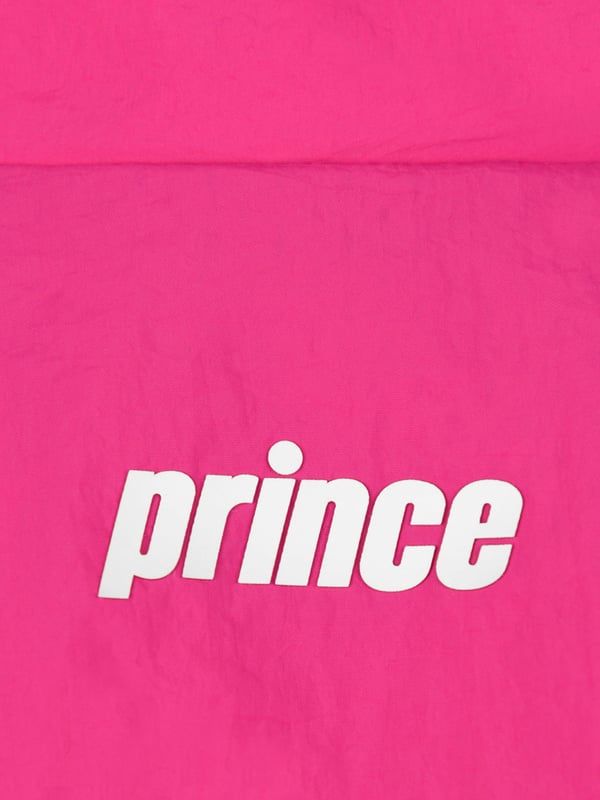 Prince off Court Baseline Track Jacket in white will keep them sporty whether they're taking a ride in the car or taking a walk. This fashionable jacket can be paired with the matching white baseline windbreaker pants. The jacket features pink stripes on the body of the jacket and on the sleeves. Gel Print Prince logo on the sleeves. Made with 100% nylon with a full zip front, open side pockets and gel print logo. Make sure to turn inside out before washing to protect lettering and wash on delicate cycle.