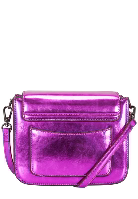 For a striking look, this metallic print cross-body bag ticks all the right boxes. It features a flap-over front with a mag-dot fastener to keep your valuables secure and a detachable shoulder chain for versatile styling. Inside reveals two main compartments and a slip pocket. Features: , Metallic PU exterior, Claudia Canova gunmetal script logo, Detachable shoulder strap, Flap-over front with mag-dot fastening, Two internal comparments, Inner slip pocket