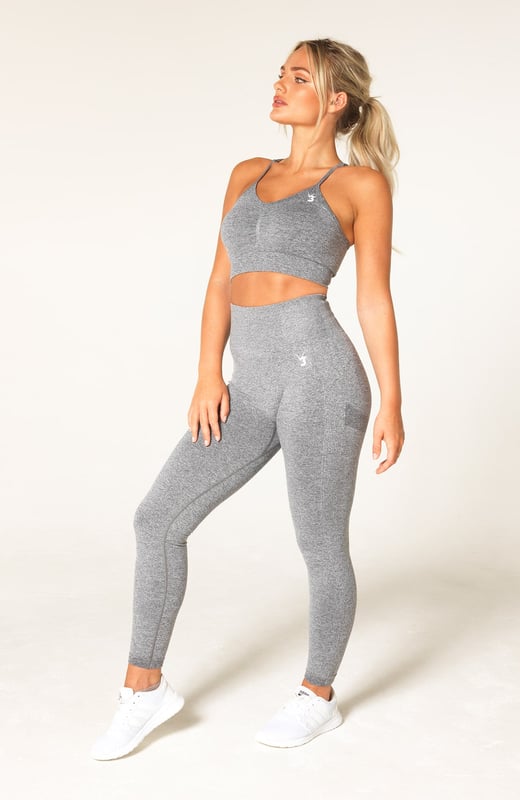 Scrunch Seamless Crop 1/2 Zip, Grey