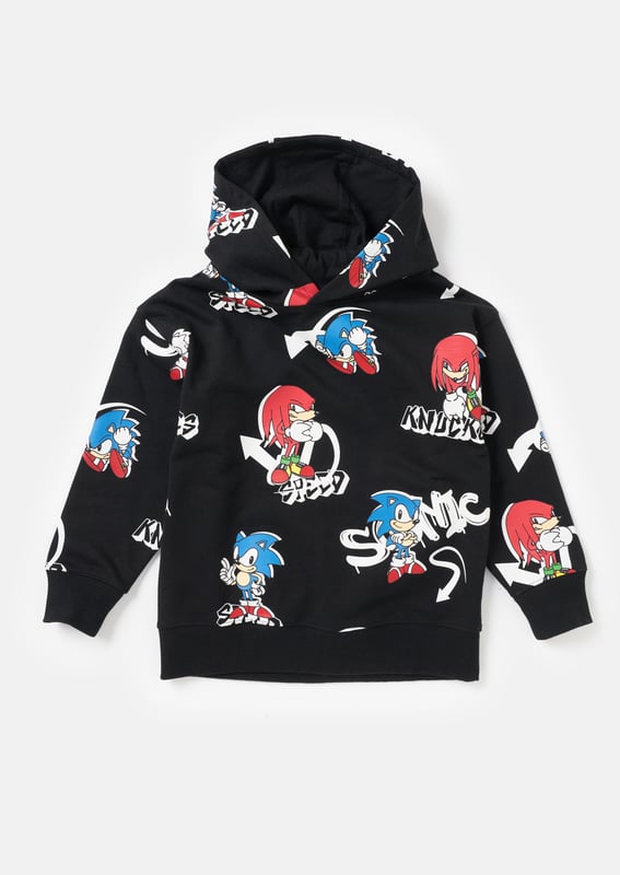 A hedgehog becomes a hero. Level up in our new Sonic hoody in super soft cotton jersey with next level graphics. Lets roll! About me: 63% Cotton. 37% Polyester Angel and Rocket cares: I'm made from Sustainable Cotton Look After Me: Think Planet. Wash At 30C.