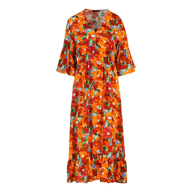 Schwarzes Midikleid mit Rüsche
