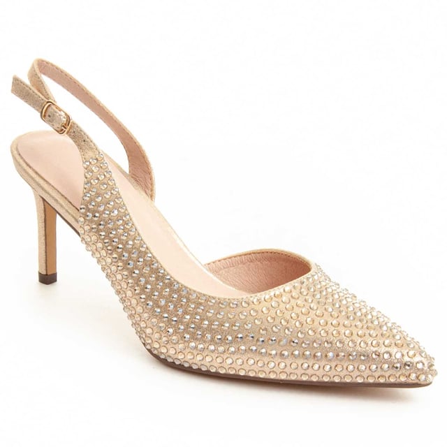 Damen-Halbschuh. Gepolsterte Innensohle aus Naturleder. Bequeme Passform. Rutschfeste Sohle. Verstärkte Nähte. Hergestellt von anderen Marken für unsere Marke. Ungefährer Maß: 8 cm Absatz.
