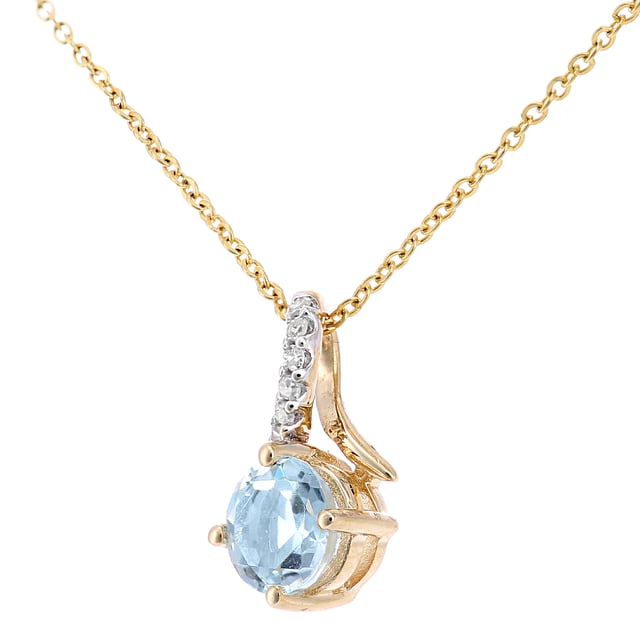 9K (375) Yellow Gold: 1.045gr; # Diamond: 0.02ct; # Blue Topaz: 0.62ct; # Dimension: 46cm x 1.2cm x 0.6cm