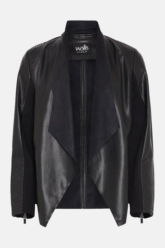 Leather waterfall jacket new look online