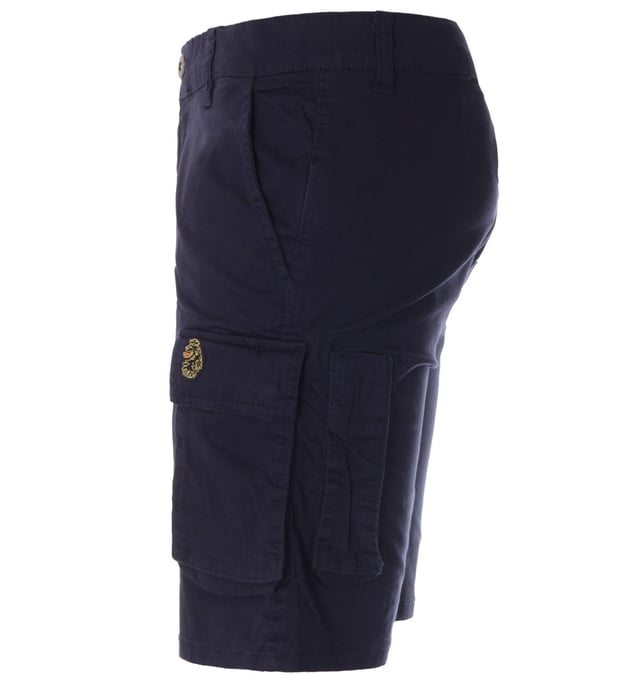 These cargo shorts from Luke 1977 combine comfort and style. Crafted from a pure stretch cotton cut to knee length. Featuring spacious utility pockets, twin slit pockets and a singular rear button pocket. A key chain integration loop sits at the zip button fly waist. Finished with the iconic Luke lion embroidered at the left leg. Regular Fit, Pure Cotton Composition, Twin Utility Pockets, Twin Slip Pockets, Zip Button Fly, Key Chain Integration Loop, Belt Loops, Luke 1977 Branding. Style & Fit: Regular Fit, Fits True to Size. Composition & Care: 100% Cotton, Machine Wash.