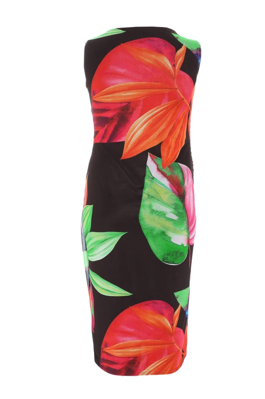 - Mesh finish - Tropical print - High neckline - Bodycon fit - Model height: 5 8" - Model wears uk 18 / us 14 / eur 46 - Always check the care wash label. cool hand wash with mild detergent