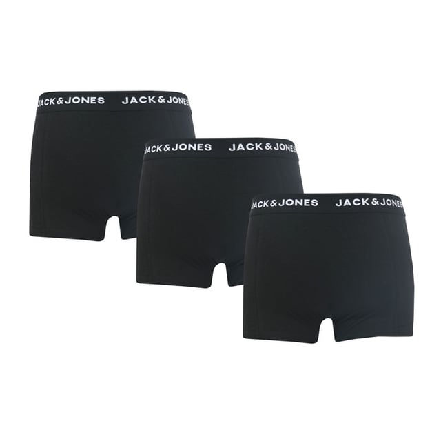 Lot de 3 boxers Jack Jones Anthony pour homme en noir.<BR><BR>- Ceinture élastiquée avec logo.<BR>- Lot de 3.<BR>- Conception mi-longue.<BR>- 95% coton, 5% élasthanne. Lavable en machine.
