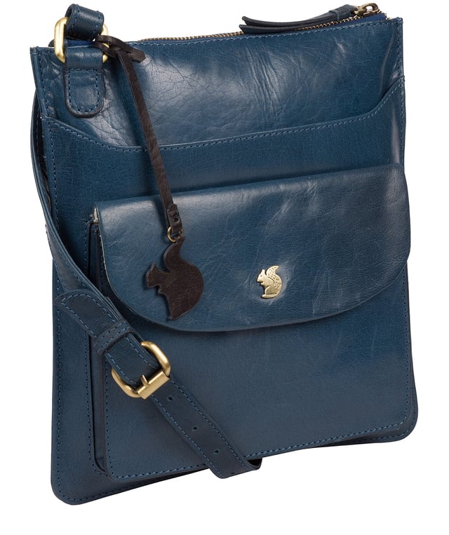 Lauryn' Snorkel Blue Leather Cross Body Bag - Main Image