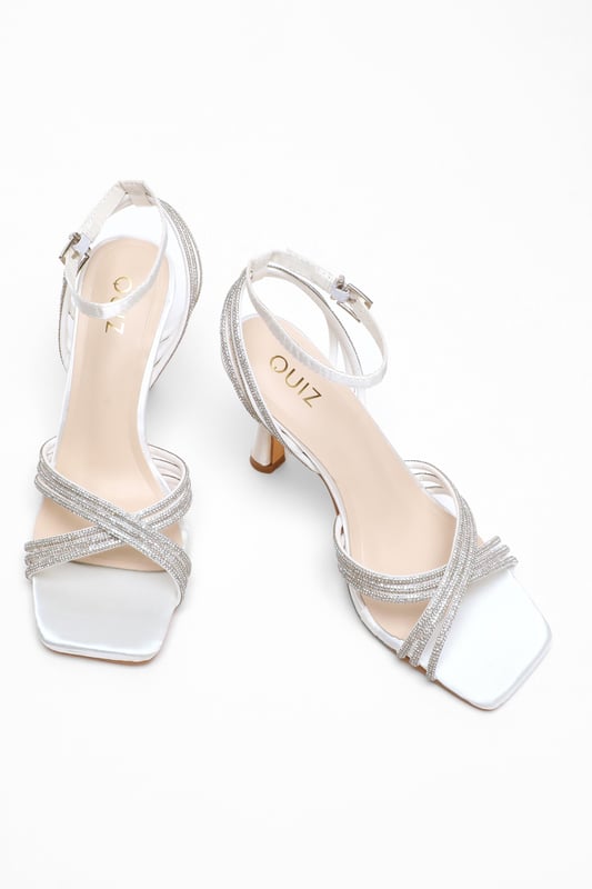 Quiz silver diamante bridal shoes on sale