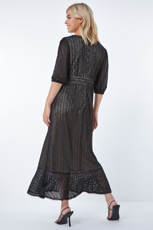 Stretch Lace Frill Hem Dress