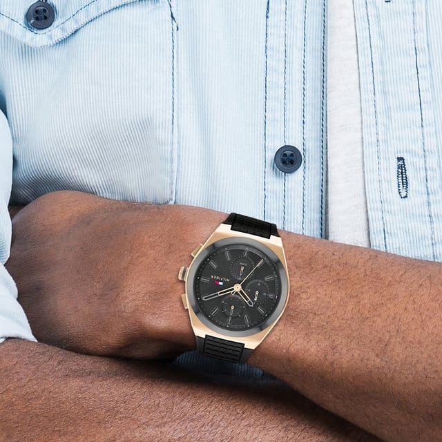 Tommy hilfiger shop black silicone watch