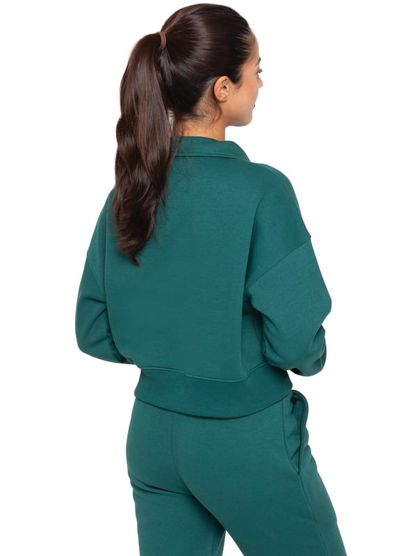 Sudadera Enzo para mujer con media cremallera, mangas largas, cuello alzado, suave, elástica y cómoda, media cremallera agregada para darle estilo, fácil de usar, ajuste regular, mantiene el cuerpo abrigado, disponible en 4 colores, tallas S-XL, 50% algodón 50 % Poliéster, Lavable a máquina.