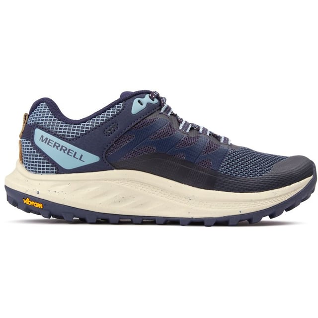 Zapatillas Merrell antora 3 de mujer en color azul y suela de goma.