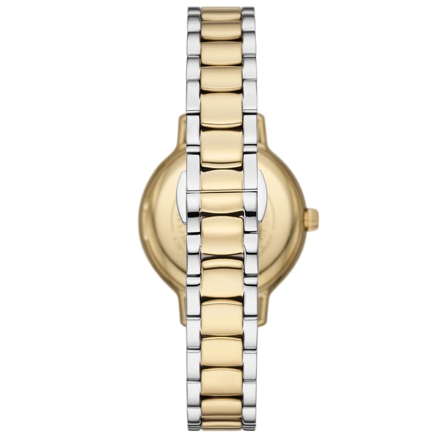 This Emporio Armani Cleo Analogue Watch for Women is the perfect timepiece to wear or to gift. It's Silver 32 mm Round case combined with the comfortable Multicolour Stainless steel watch band will ensure you enjoy this stunning timepiece without any compromise. Operated by a high quality Quartz movement and water resistant to 5 bars, your watch will keep ticking. This original fashionable watch is set with beautiful stones, perfect for every Women. High quality 19 cm length and 12 mm width Multicolour Stainless steel strap with a Deployment clasp Case diameter: 32 mm,case thickness: 7 mm, case colour: Silver and dial colour: Blue