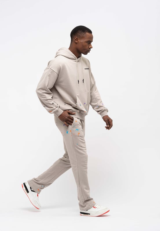 Tom Barron Herren-Trainingsanzug-Set Paint Splatter in Oversize
