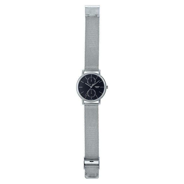 This Casio Casio Collection Multi Dial Watch for Men is the perfect timepiece to wear or to gift. It's Silver 40 mm Round case combined with the comfortable Silver Stainless steel watch band will ensure you enjoy this stunning timepiece without any compromise. Operated by a high quality Quartz movement and water resistant to 5 bars, your watch will keep ticking. This is a perfect elegant and casual watch for you, it's a great gift for family or friends -The watch has a calendar function: Day-Date High quality 21 cm length and 20 mm width Silver Stainless steel strap with a Fold over clasp Case diameter: 40 mm,case thickness: 10 mm, case colour: Silver and dial colour: Black