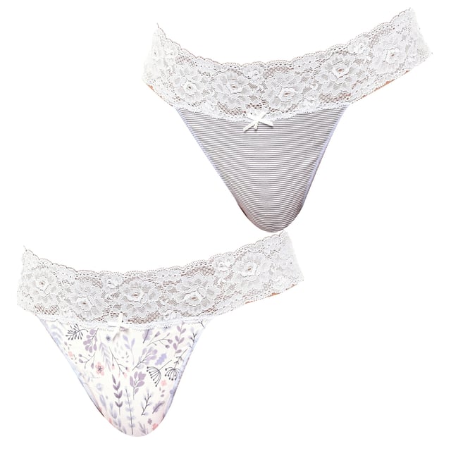Pack x 2 Tangas Coquettes Algodón - Janira

Este Pack de 2 Tangas Coquettes de Janira está diseñado para ofrecer una combinación perfecta de estilo, comodidad y frescura para tu día a día. 

Confeccionados en algodón suave, estos tangas son transpirables y ligeros, brindando una sensación cómoda y agradable en todo momento.

El pack cuenta con diferentes estampados.

Cada tanga del pack está adornado con delicadas blondas de encaje en la cintura, aportando un toque femenino y sofisticado a tu lencería. Este detalle en encaje añade una nota refinada, mientras que el lacito decorativo en el centro completa el look coqueto y encantador.

Con la calidad que distingue a Janira, este pack es ideal para quienes buscan prendas íntimas que combinen elegancia y confort.
 Composición: 95% Algodón, 5% Elastano
 Cuidados:
- Lavar a mano o en ciclo delicado.
- Utilizar detergente suave.
- No usar lejía.
- Secar al aire.
- No planchar.