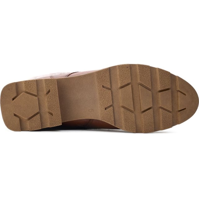 Womens brown Caprice cozy fleece boots, manufactured with leather and a rubber sole. Featuring: faux fur collar and grip sole.