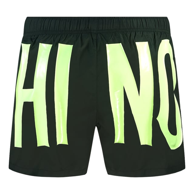 Moschino Large Yellow Logo Black Shorts. Moschino Large Yellow Logo Black Shorts. Elasticated Waistband. 100% Polyester. Wrap Around Logo Design. Product Code - 5B61445989 5026