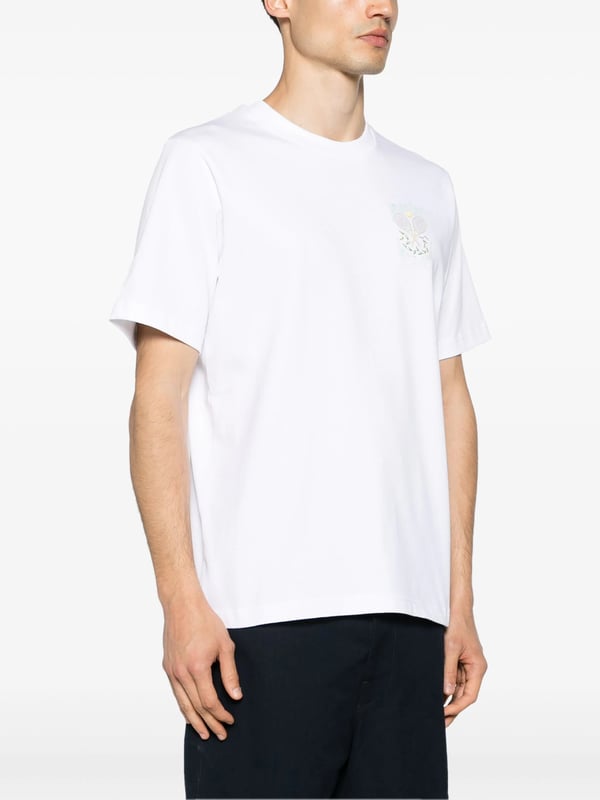 The Tennis Pastelle t-shirt is a short-sleeve printed design featuring artwork inspired by nature, architecture, and tennis in this season's pastel colours. Crafted from organic cotton and complete with a classic ribbed crew neck.