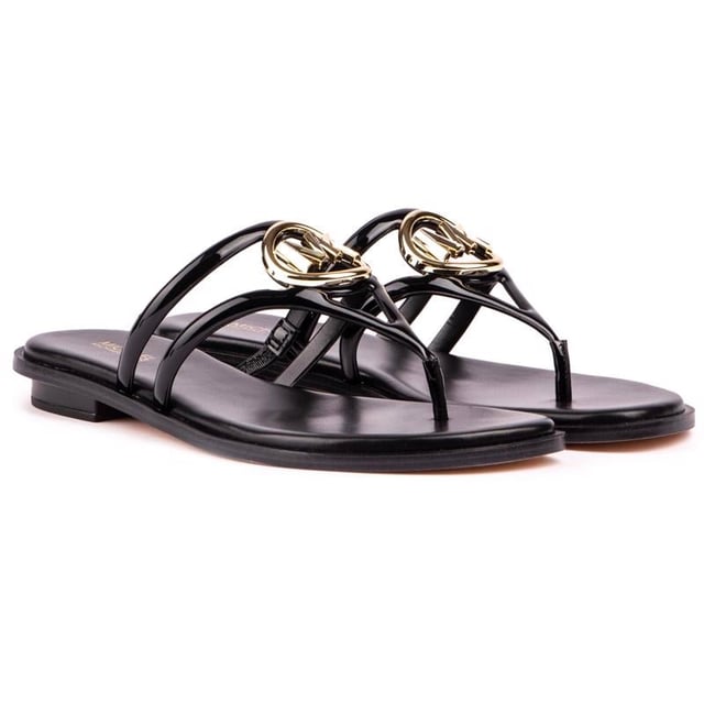 Michael kors black and gold best sale sandals