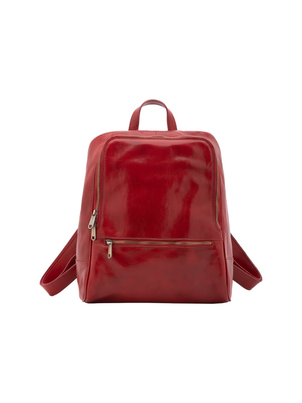 Bolso bandolera para mujer. El cierre es con cremallera. Los bolsillos internos son uno con cremallera. Los bolsillos externos son uno frontal con cremallera y otro trasero con cremallera. La bandolera es ajustable en piel. El mango es de piel. Hay un compartimento interno. El material exterior es auténtica piel de vacuno. Internamente está forrado en algodón. Medidas: 30x36x12 cm. Hecho en Italia