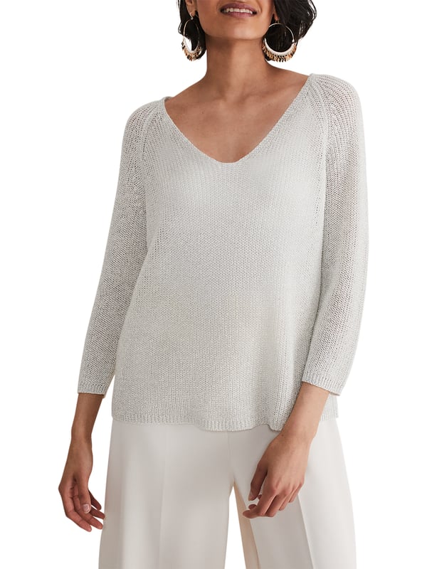 Shine with the Zenaida Lurex Knit, perfect for a casual yet chic look.