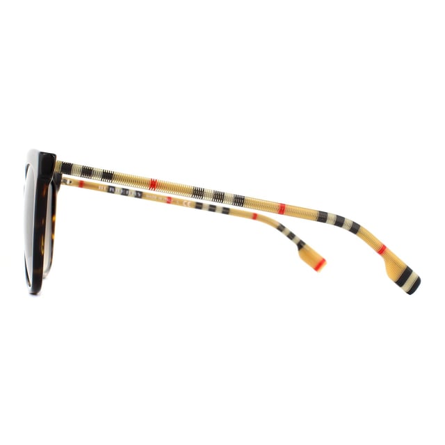 Burberry Sunglasses BE4308 385413 Dark Havana Brown Gradient have an elegant and slightly oversized square frame featuring a modern approach to their iconic check branding along the temples.