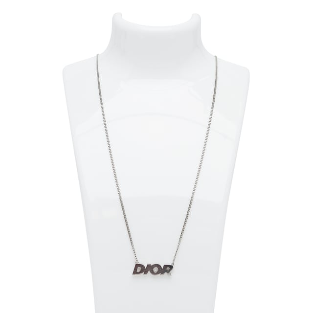 Vintage Dior Homme Logo Pendant Necklace Silver