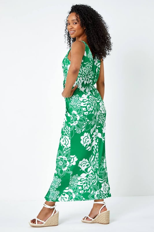 Petite Floral Knot Stretch Maxi Dress