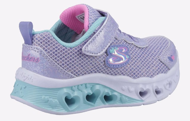 Brighten your steps with heart-filled style wearing Skechers Flutter Heart Lights Bring Sparkle. This lightweight slip-on features a lavender sparkle mesh upper and a fun 3-D heart-sculpted light-up midsole.
- Slip-on style in a stretch-laced front
- Cushioned midsole with 3-D sculpted light-up hearts
- Skechers logo detail