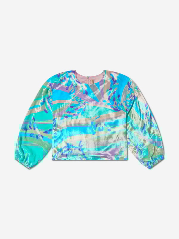 Experience the epitome of luxury fashion with the Girls Velvet Patterned Blouse in Blue, a haute couture piece from the renowned Italian designer Emilio Pucci. This stylish top combines elegance with comfort, making it an exceptional addition to your little girl's collection. Here are its splendid features for your perusal:Great Expertise: True Italian craftsmanship at its best; made with precision and high-quality assurance, ensuring an enduring wear.Chic Design: The trendy and whimsical print lends a playful yet sophisticated vibe, making it a statement piece for any setting.Premium Comfort: Fabricated using superior materials, it promises paramount comfort for your little princess throughout the day.revitalise your girl's ensemble with the Girls Velvet Patterned Blouse from Emilio Pucci in Blue. Place your order now and give your girl the spotlight she deserves!