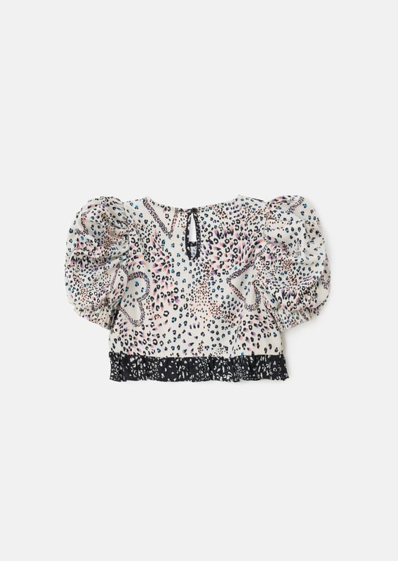 Statement sleeve - tick. Animal print - tick. Playful ruffles - tick. This top has it all. Wear with our Estelle trouser for the ultimate co-ord!.