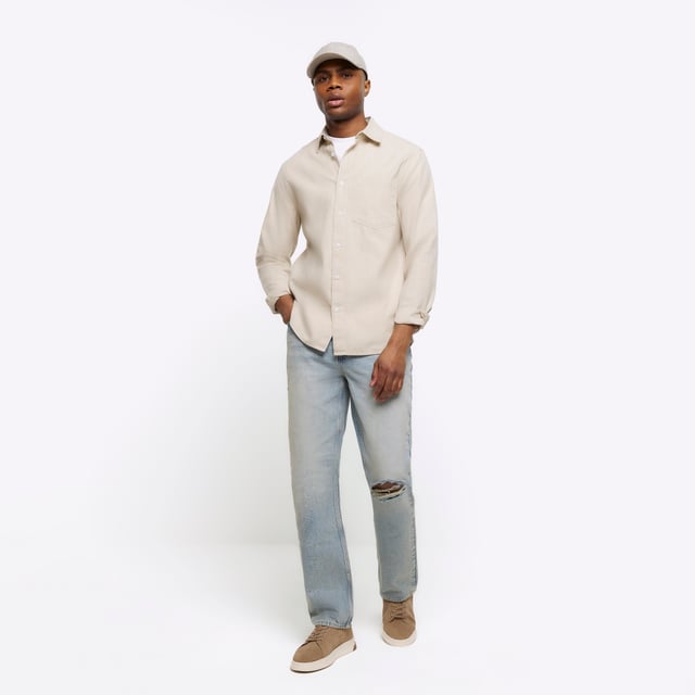 Regular fit, Linen blend, Collared, Long sleeves, Cuffed, Button fastening