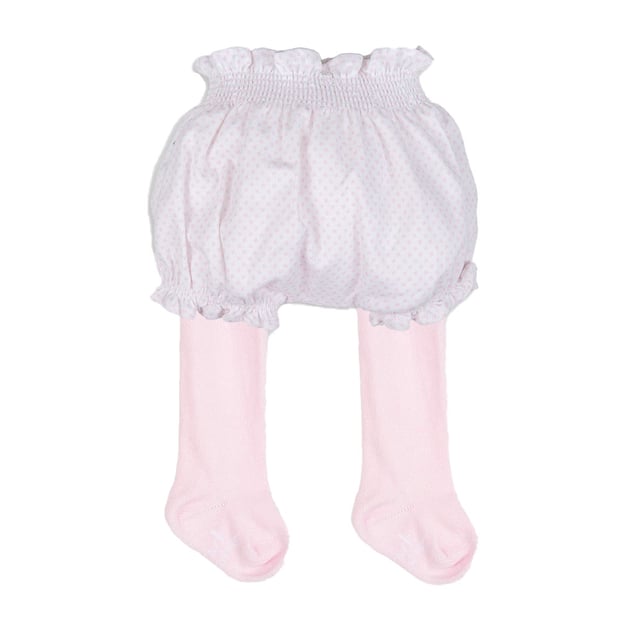 Bloomers with tights.
 Bloomers:
 Elastic waistband and bottoms.
 Fun design.
 Seams seen in tone.
 Leotards:
 Brand name on the plant.
 Composition: Bloomers: 100% Cotton; Leotards: 80% Cotton, 17% Polyamide, 3% Elastane
 Care:
Wash maximum at 30ºC.
 -Do not iron.
 - It is not allowed to use a dryer.
 - Do not use bleach.
 - Does not support dry cleaning.