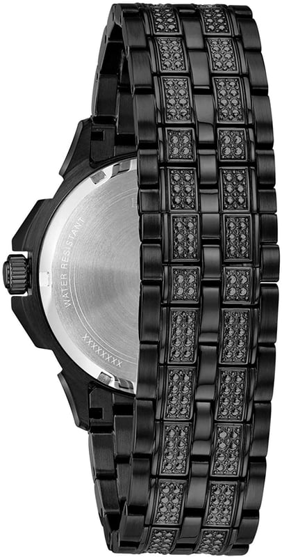 This Bulova Crystal Octava Multi Dial Watch for Men is the perfect timepiece to wear or to gift. It's Black 41 mm Round case combined with the comfortable Black Stainless steel watch band will ensure you enjoy this stunning timepiece without any compromise. Operated by a high quality Quartz movement and water resistant to 3 bars, your watch will keep ticking. This high quality watch is embellished with 300 crystals on the bezel -The watch has a calendar function: Day-Date, 24-hour Display, Luminous Hands High quality 21 cm length and 21 mm width Black Stainless steel strap with a Deployment clasp Case diameter: 41 mm,case thickness: 10 mm, case colour: Black and dial colour: Black