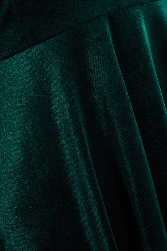 Bottle Green Velvet Bardot Midi Dress