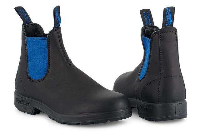 A staple of Blundstone design, these classic Blundstone 515 boots offer all the features and comforts that are synonymous with the Blundstone brand, now in new colourways so you can find your perfect pair of Chelsea boots. The iconic Blundstone 515 boots are built to last, combining legendary comfort with outstanding durability in a timeless design. Crafted from premium black leather, with a contrasting rich blue elastic panel for a splash of colour, these authentic leather Chelsea boots boast style and effortlessly complement any outfit. However, these leather boots remain Blundstone boots at heart, excelling in comfort and practicality with Blundstone's famous comfort technology at the core of these boots. Lightweight with removable footbeds, these are the perfect boots for all-day comfort. Wherever life takes you, make sure you look your best with these Blundstone 515 leather Chelsea boots.  Premium black water-resistant leather uppers Vibrant blue elasticated sides and iconic pull tags for easy slip-on Highly durable TPU outsole ensures outstanding durability Blundstone SPS Max Comfort system for superb comfort Lightweight and comfortable Removable footbed