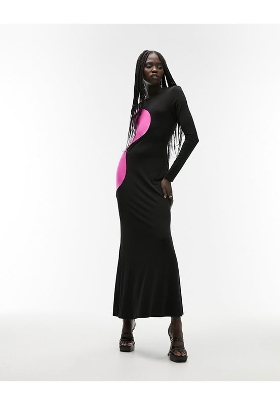 Topshop pink and black outlet dress