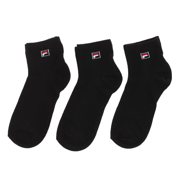 Fila F9303 unisex ankle sock.
 Pack of 3 Unisex ankle model from the Fila brand, with the logo on the ankle.
 Made with high quality yarns, which guarantee great comfort and durability.
 They adapt perfectly to the shape of the foot, with a comfortable fit at the ankle level.
 Stretch fabric offers great breathability to keep skin dry and cool.
 Composition: 75% Cotton; 23% Polyester; 2% Elastane
 Care:
Machine wash at maximum 30º.
 Do not use bleach.
 Do not use dryer.
 It does not allow the use of an iron.
 Do not dry clean.