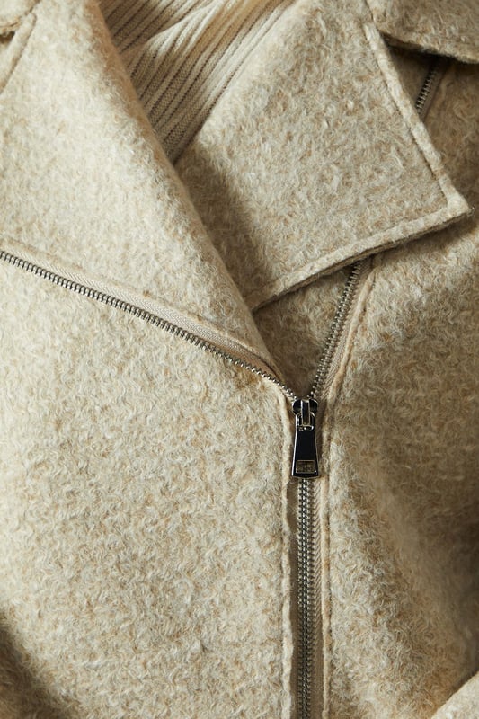 Wool Look Biker Jacket