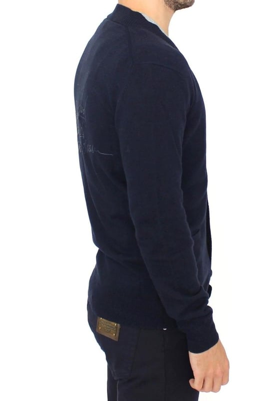 Brand: ERMANNO SCERVINO
  Color: Blue
  Style: Cardigan Sweater
  Material: Wool blend
  Logo detailing
  100% authentic with tags
  Perfect addition to any gentlemans wardrobe