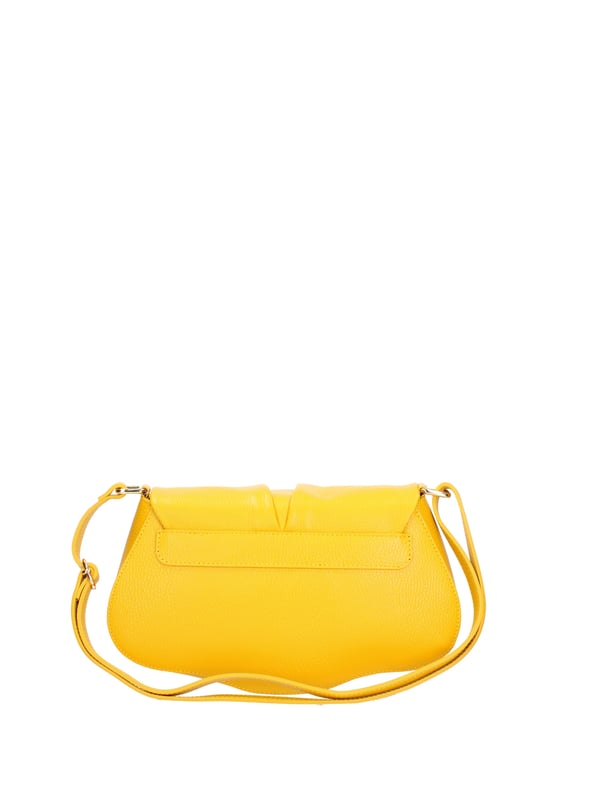 Bolso de hombro para mujeres. El cierre es con botón magnético. Los bolsillos internos son uno con cremallera y uno abierto. Los bolsillos externos están ausentes. La correa del hombro es ajustable en cuero. El mango está ausente. Los compartimentos internos son uno. El material externo es una verdadera piel en dólares. Está alineado internamente en 70% de tela de algodón: 30% de poliéster. Medidas: 30.5x19.5x9 cm. Hecho en Italia