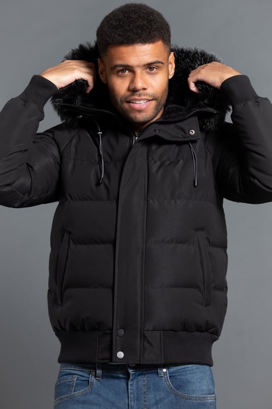 Mens short parka with fur hood clearance