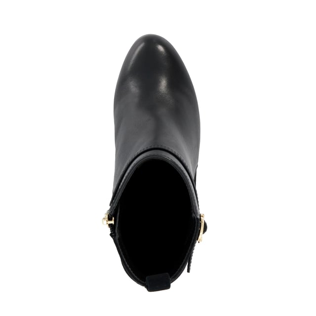 Dune Ladies Ottara - Branded Buckle Heeled Ankle Boot Set on a high heel, Ottara is an ankle boot that will fit effortlessly into your selection of style staples. From its rounded toe to the branded DD buckle, it offers a sleek and comfortable fit, making it a versatile choice for both day and evening wear.