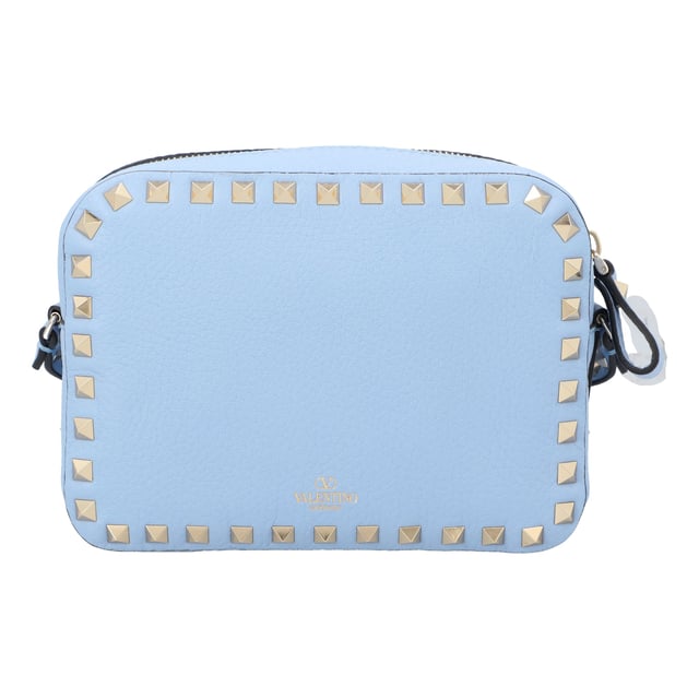 Rockstud rivets, gold-tone hardware, adjustable shoulder strap, gold-tone logo, top zip fastening.Width 21cmDepth 8cmHeight 14 cmMade in Italy