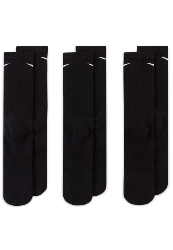Nike Dri-fit Technology Helps You Stay Dry and Comfortable. -- . Thick terry sole provides comfort and impact absorption. Ribbed arch band offers a supportive feel. Crew silhouette covers your ankle and lower calf. With Nikes staple Dri-Fit technology wicking away moisture, keeping your feet dry and comfortable, these socks should be cemented as a part of any outfit.