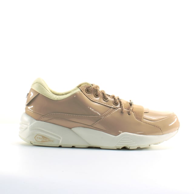 Puma Trinomic R698 Nude Patent Leather Womens Lace Up Trainers