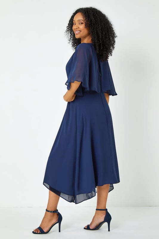 Petite Chiffon Cape Midi Dress