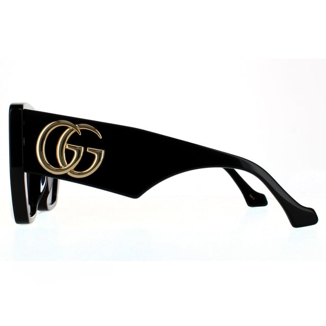Gucci Square Womens Black Grey  Sunglasses Gucci have a super chunky acetate frame with wide temples and an extra large interlocking metal GG logo.